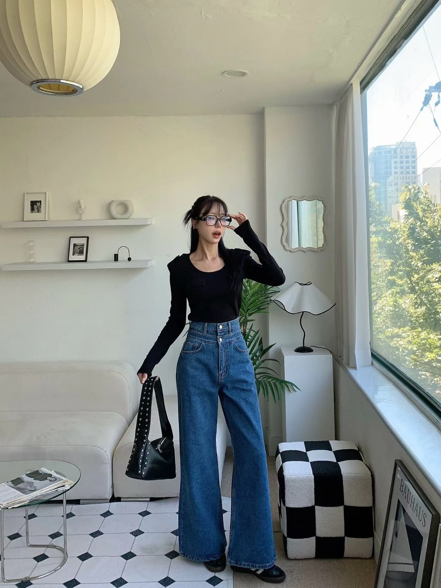 🇰🇷雙釦高腰寬褲