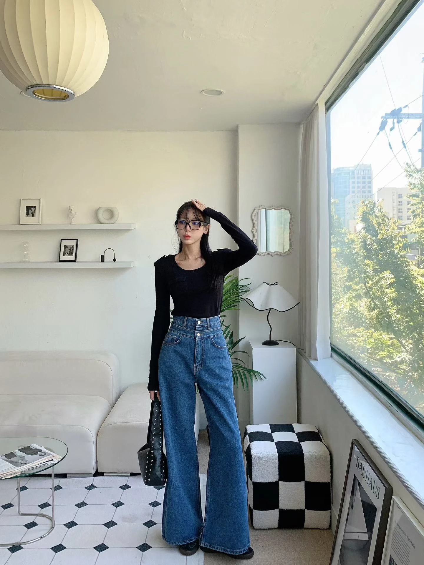 🇰🇷雙釦高腰寬褲