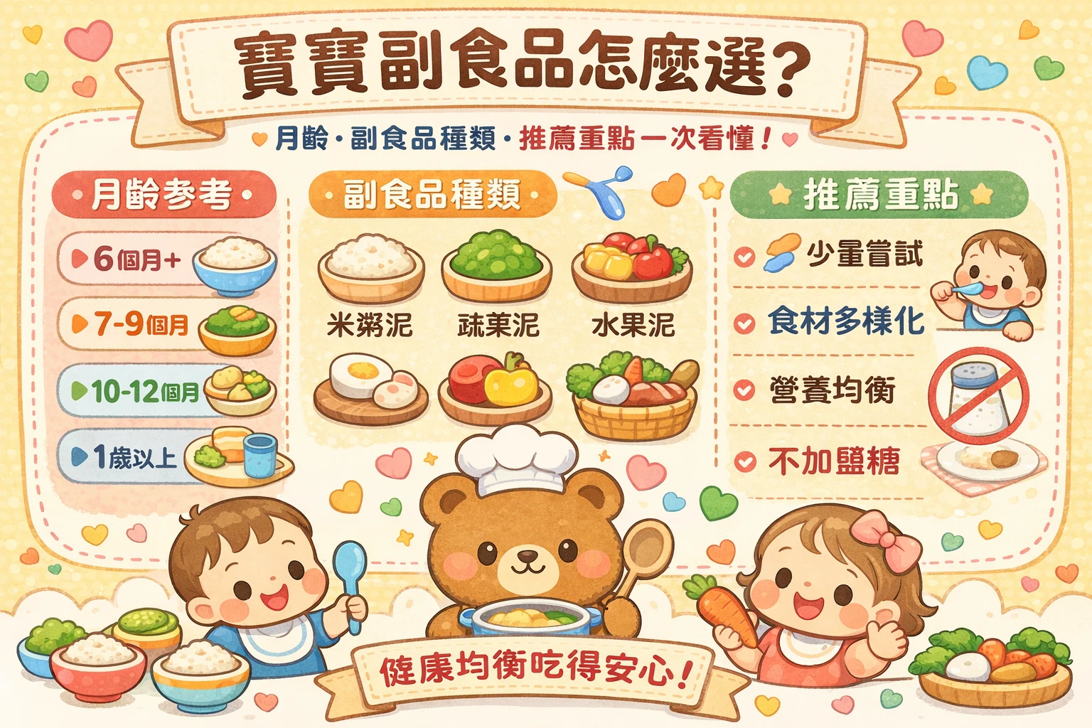 寶寶副食品怎麼選？月齡、副食品種類、推薦重點一次看懂