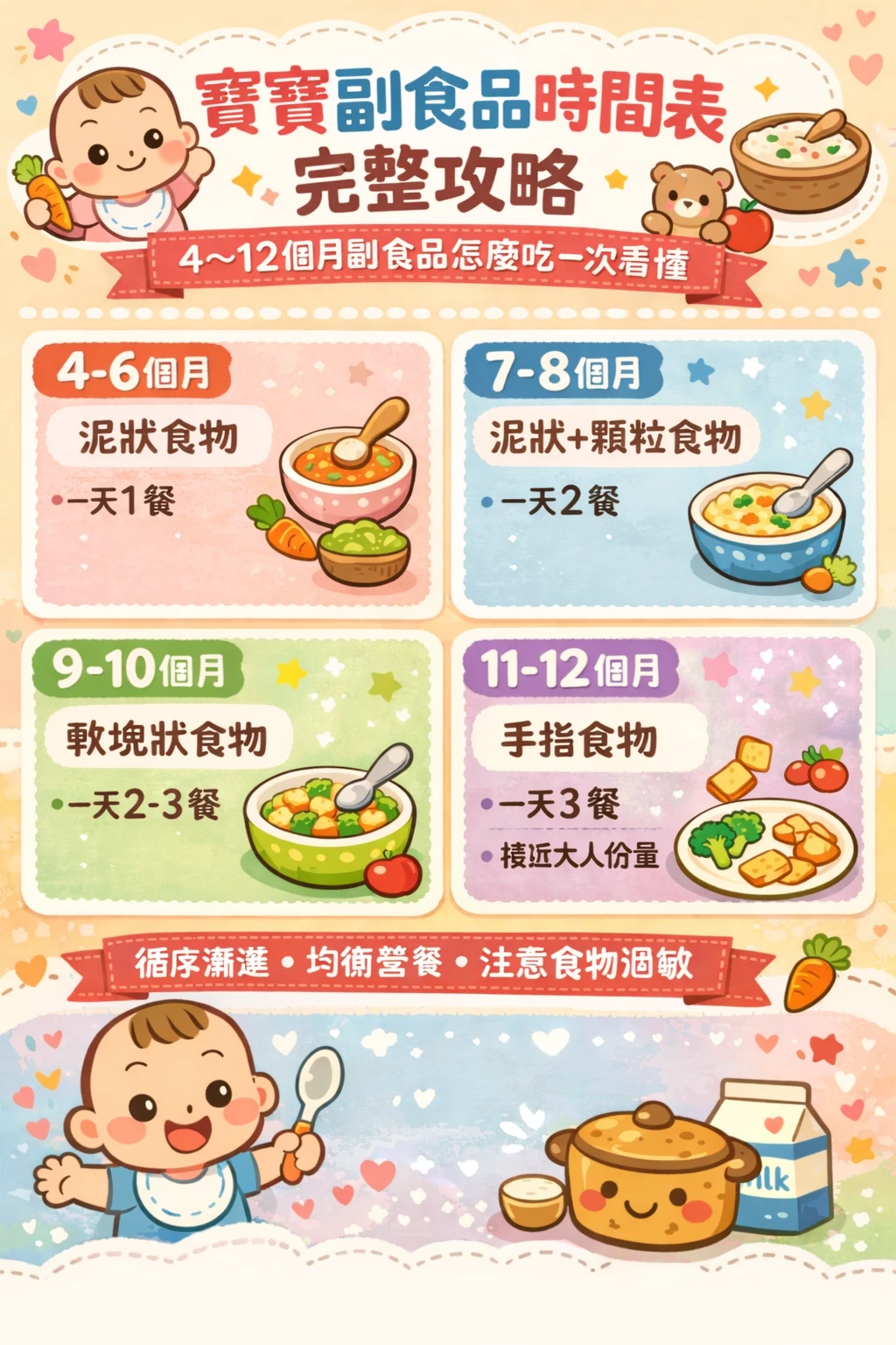 寶寶副食品時間表完整攻略｜4～12個月副食品怎麼吃一次看懂