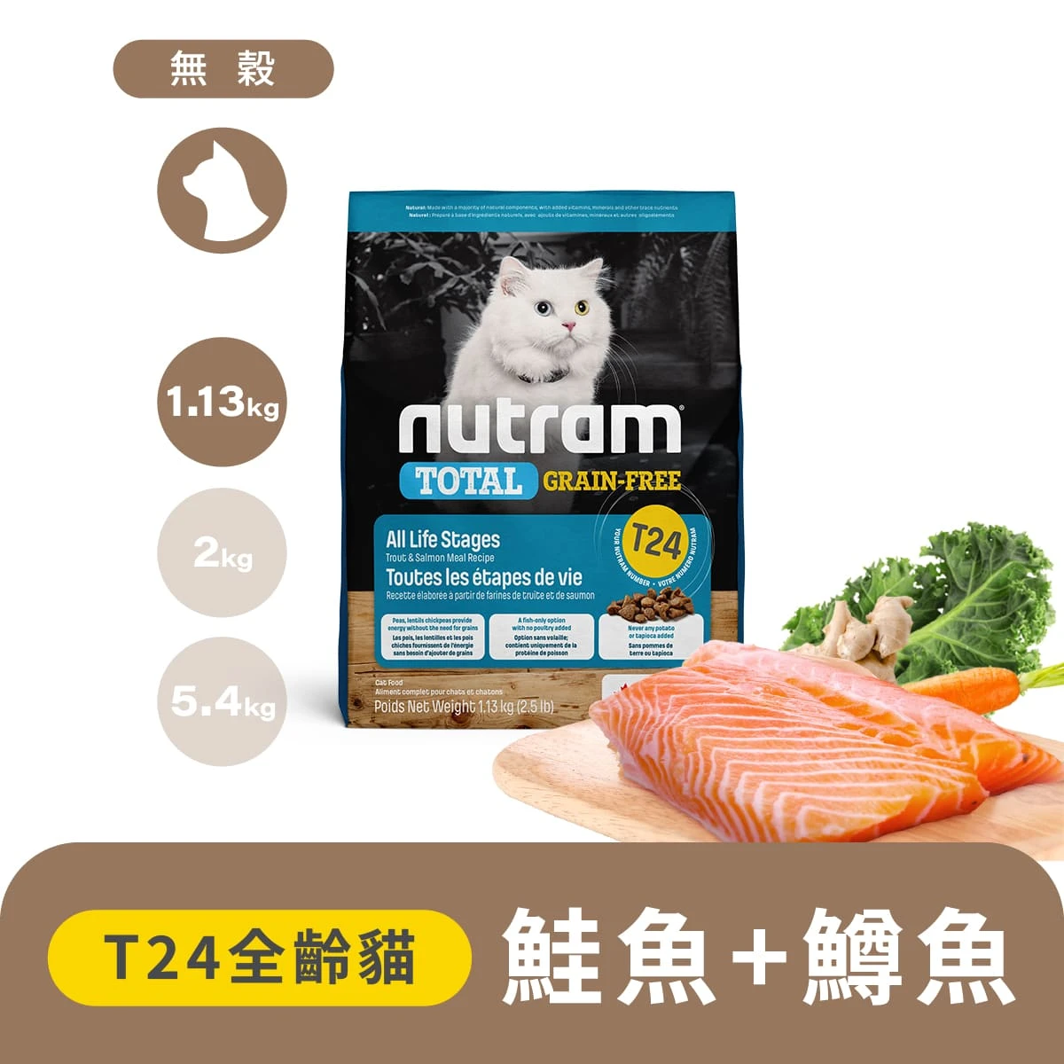 【紐頓】T24無穀挑嘴全齡貓糧｜鮭魚+鱒魚