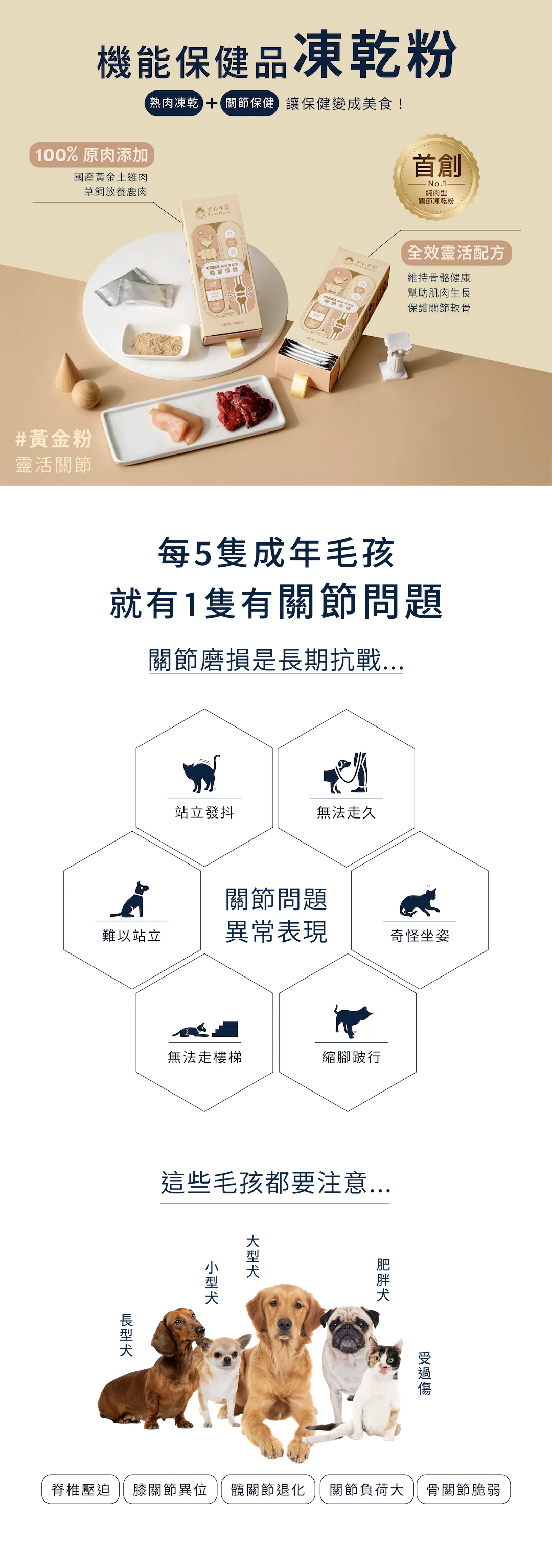 手心手貝機能凍乾粉 關節保健-雞肉牛肺