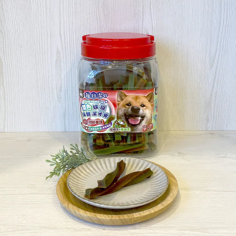 【喜樂寵宴】每日潔 雙色螺旋保健潔牙骨 | 800G(桶)