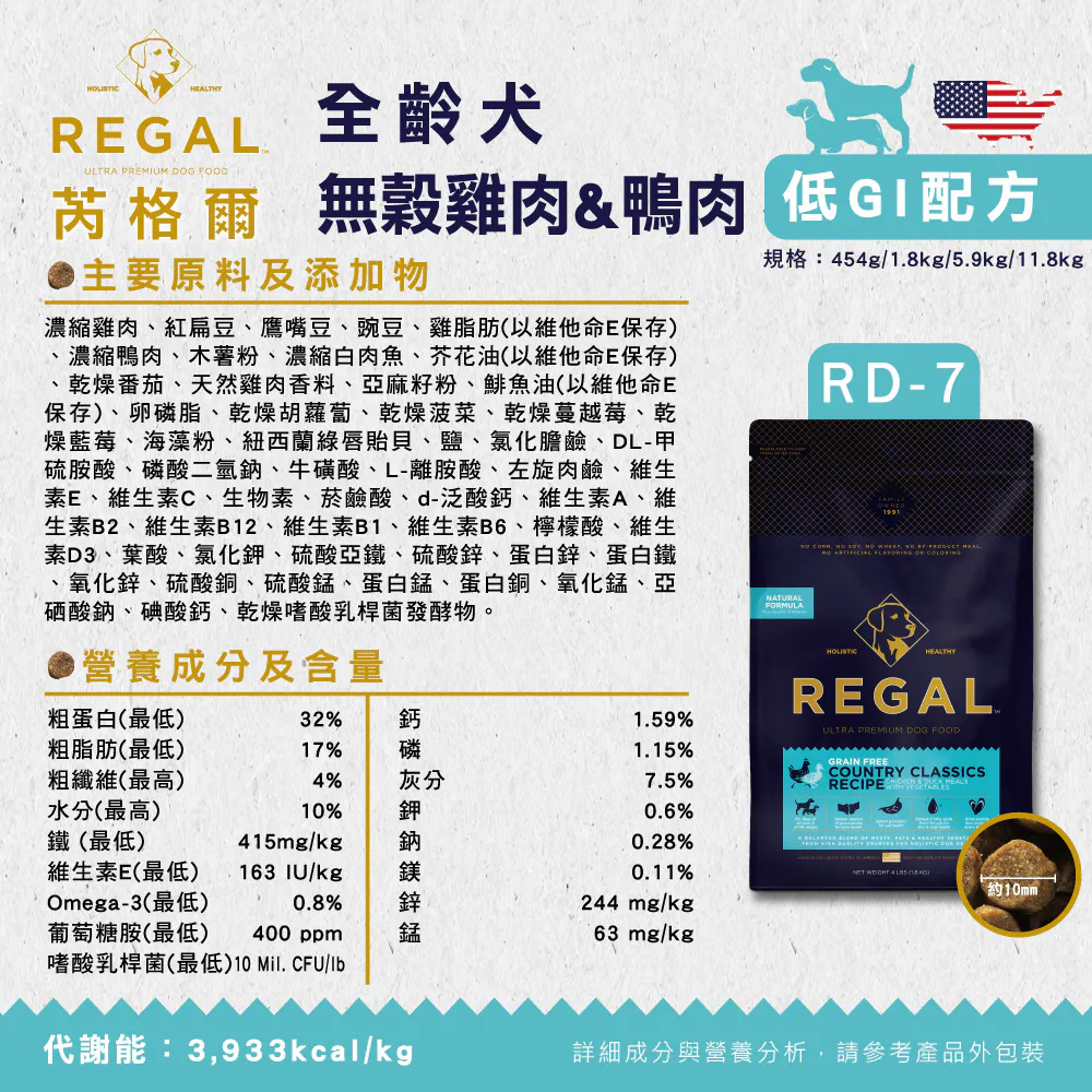 【REGAL 芮格爾】美國天然犬糧