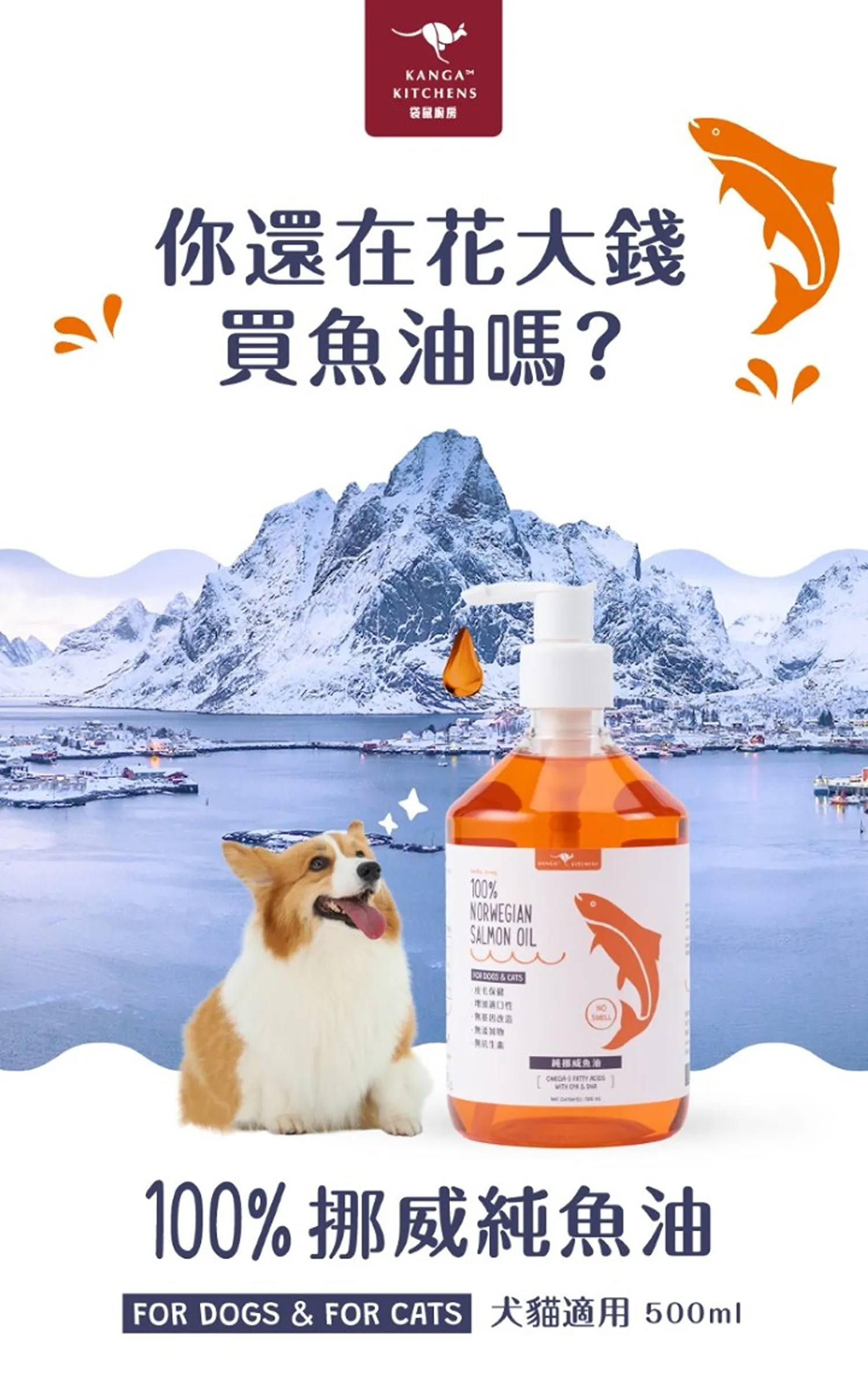 100% 純天然挪威鮭魚油 500ml