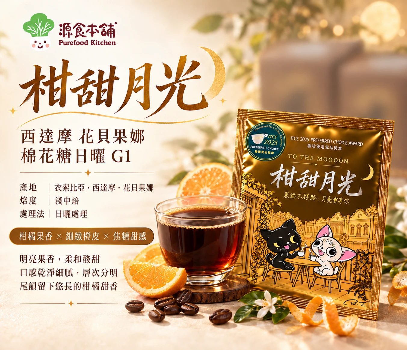【源食本舖】柑甜月光｜衣索比亞日曬咖啡禮盒10包入