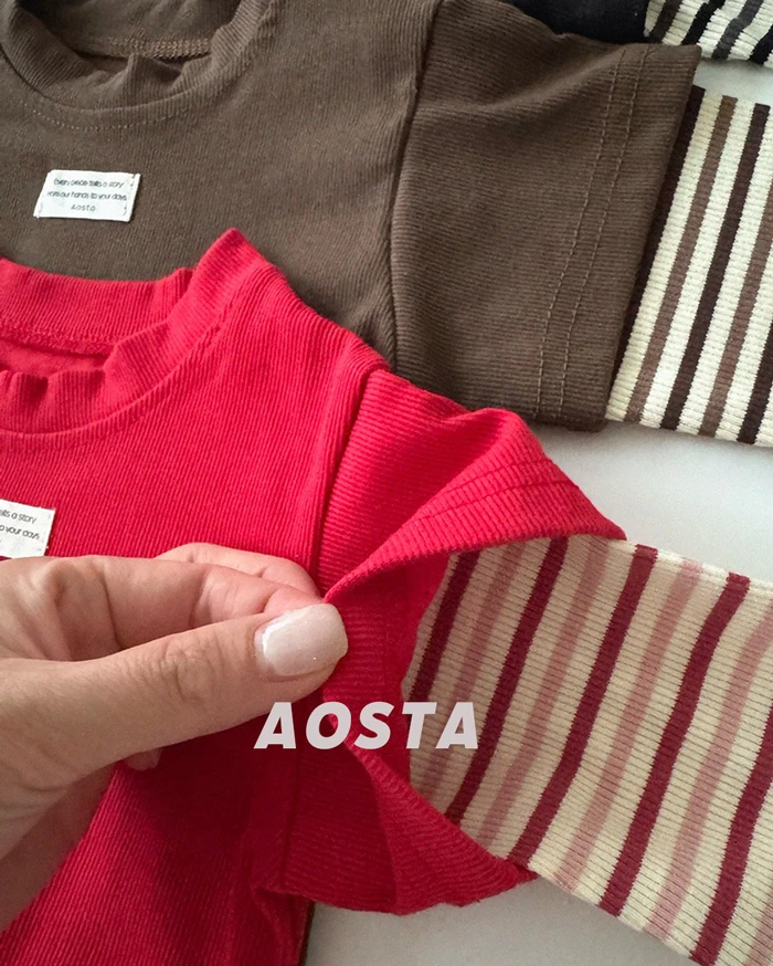AOSTA|蠟筆純色假兩件長袖T恤