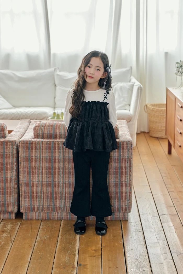 BBB(MINIJUN)|立體蝴蝶結假兩件細褶澎裙長袖上衣