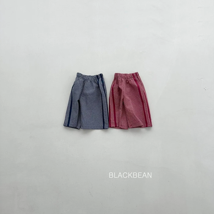 BLACKBEAN|細格紋側邊拼條直筒褲