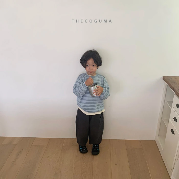 THEGOGUMA|微廓形針織橫條紋大學T
