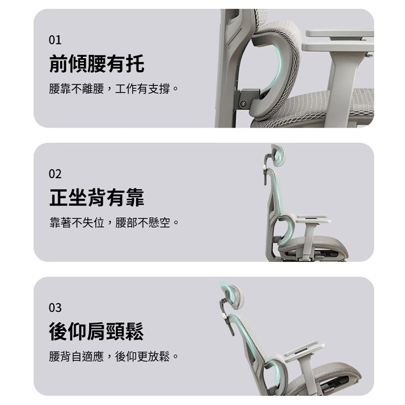 E01 Pro懸浮-人體工學椅｜全能可調扶手 動態追腰 久坐舒適 減壓護腰 醫學級支撐座椅