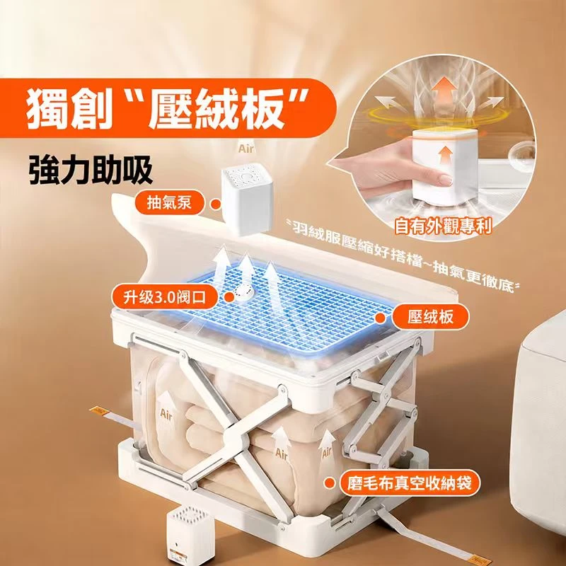 ANTBOX壓縮收納箱｜折疊箱體＋真空壓縮二合一，120L大容量省空間神器