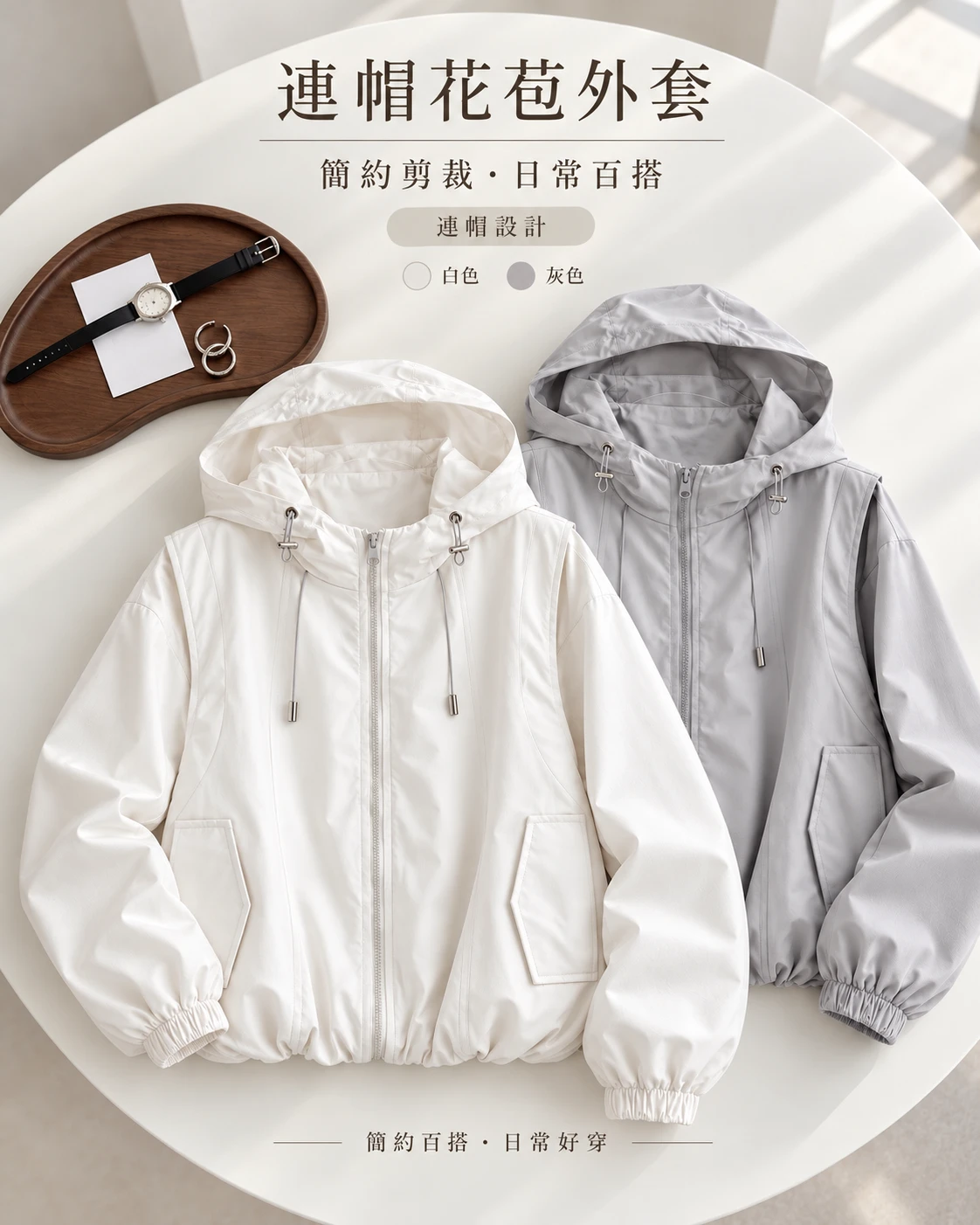 P65-雲朵感抽繩大帽子夾克外套