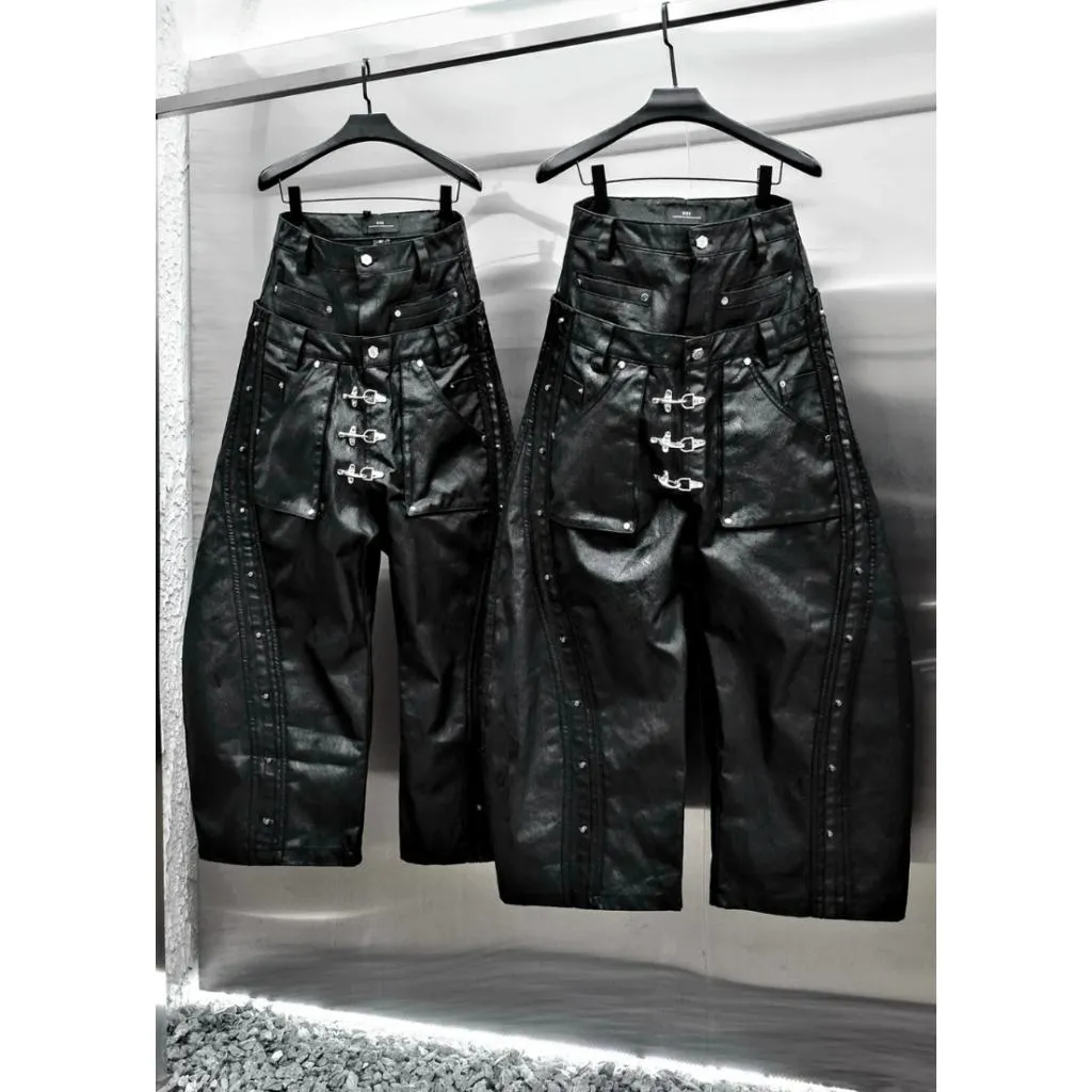 RICH Mock Double Waist Wide Leg Pants