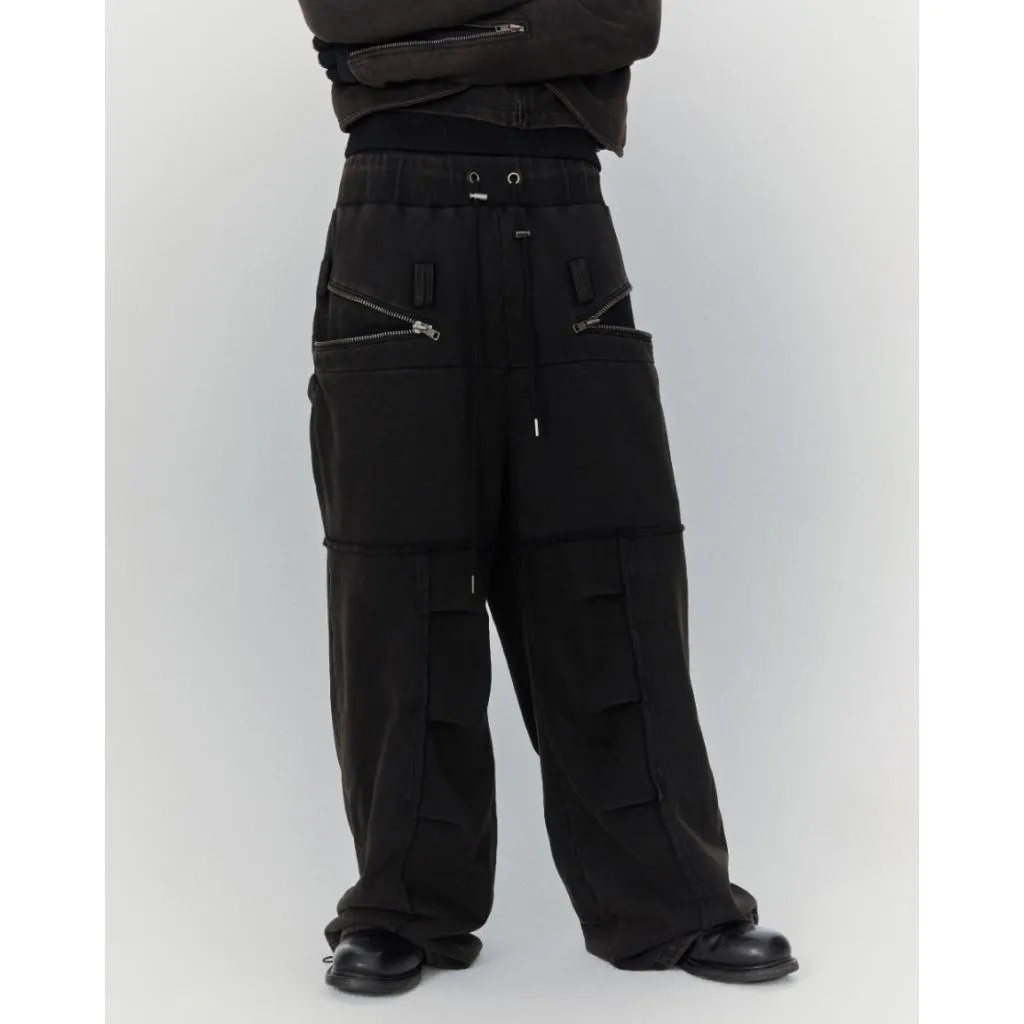 bonienkiye Distressed Seam Zipper Pants
