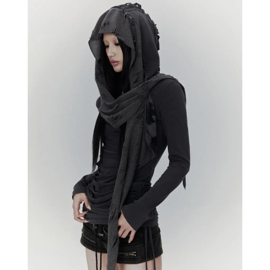 bonienkiye Distressed Hood Scarf Dress