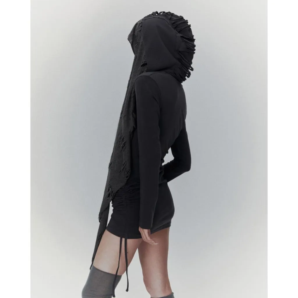 bonienkiye Distressed Hood Scarf Dress