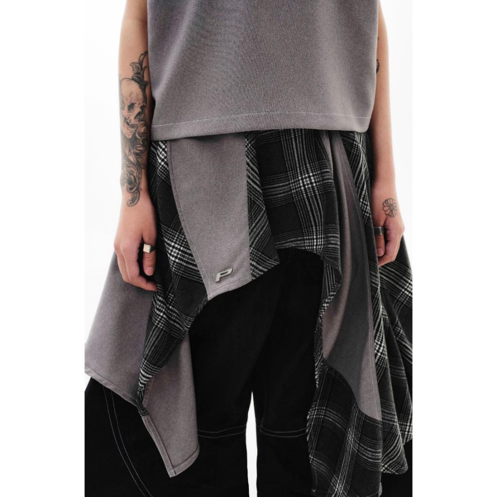 THE PRSN P Plaid Zip Layering Skirt