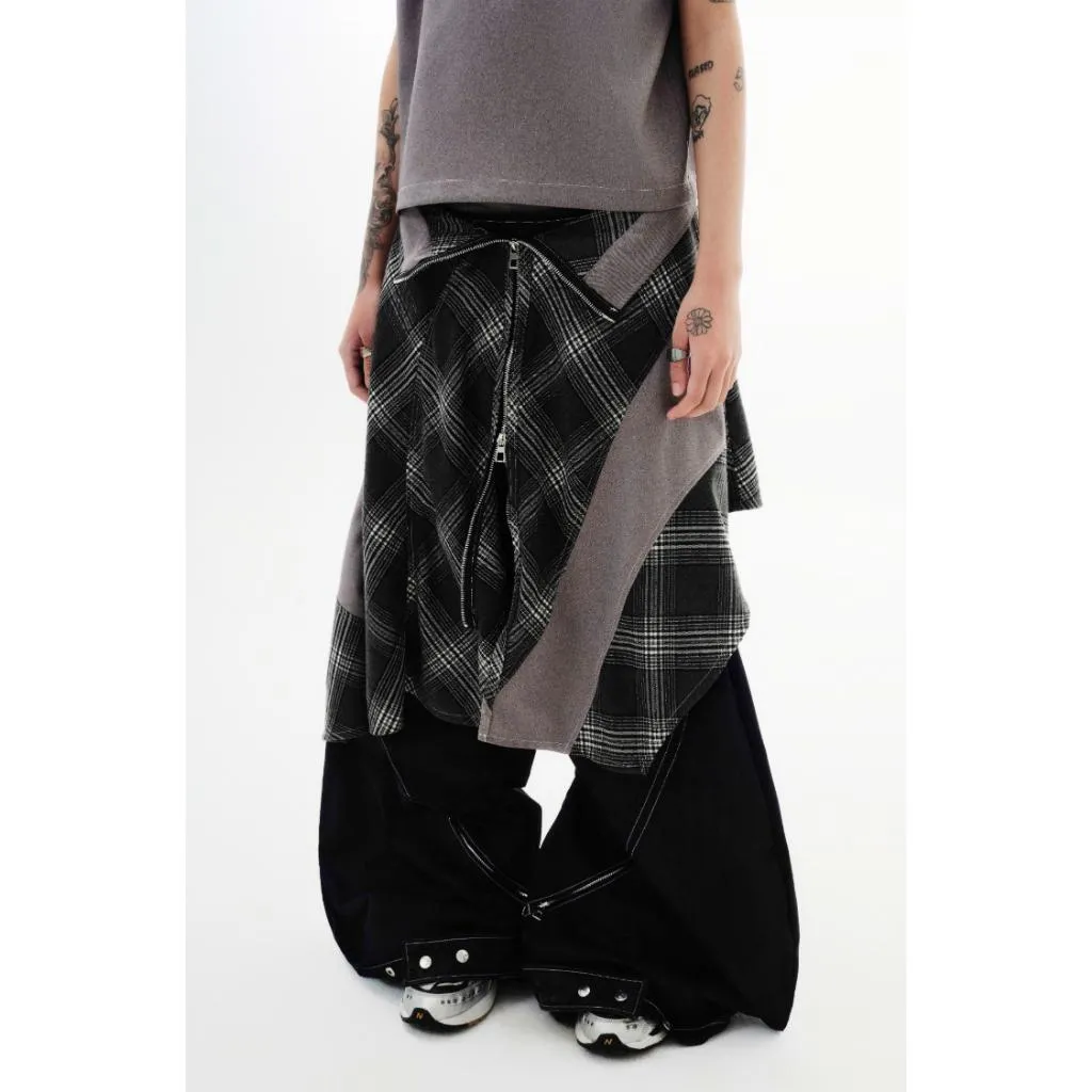 THE PRSN P Plaid Zip Layering Skirt