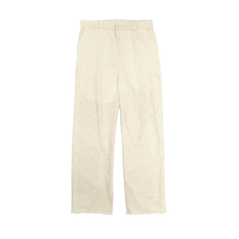 DEFRETI COTTON-LINEN PATCHWORK PANTS
