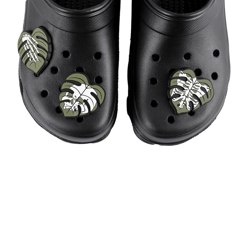 HAKKEI 白景 骨白龜背芋鞋扣- Crocs 適用 (一組三入) 洞洞鞋