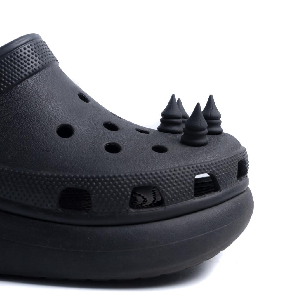 HAKKEI 白景 暴龍骨釘鞋扣 -黑 Crocs適用 (一組四入) 洞洞鞋