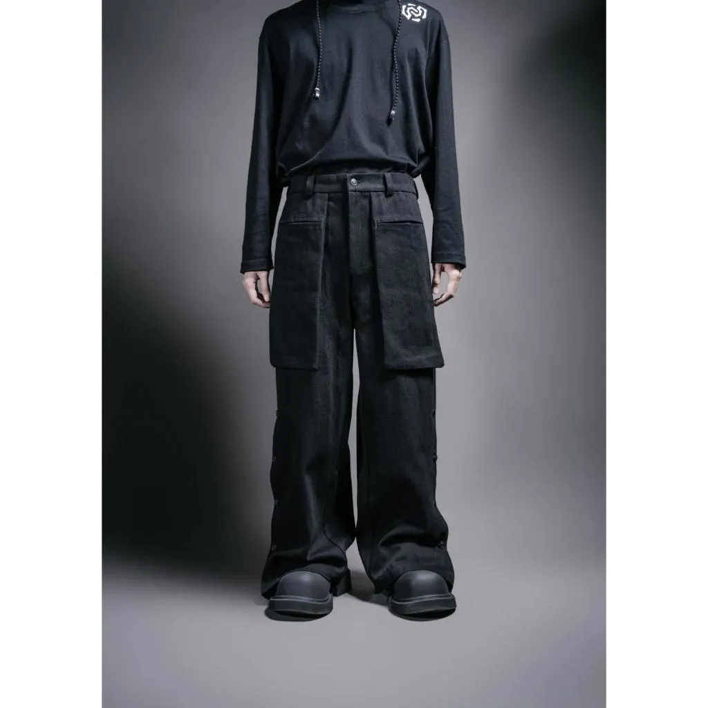 INCODER Double Breasted Denim Pants