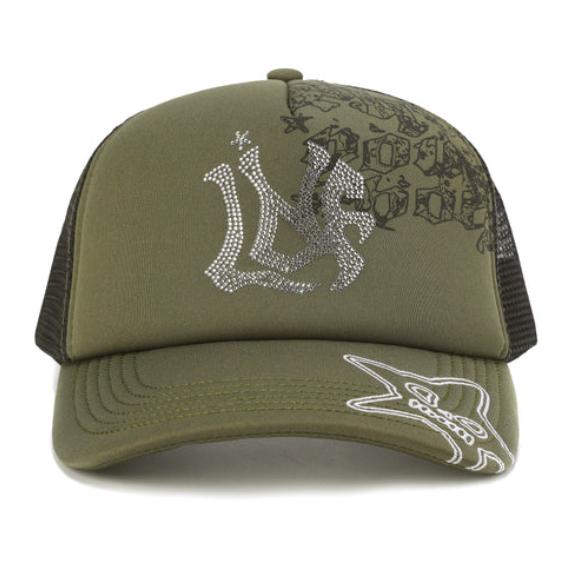 LUSIVE RHINESTONE EMBROIDERED TRUCKER CAP