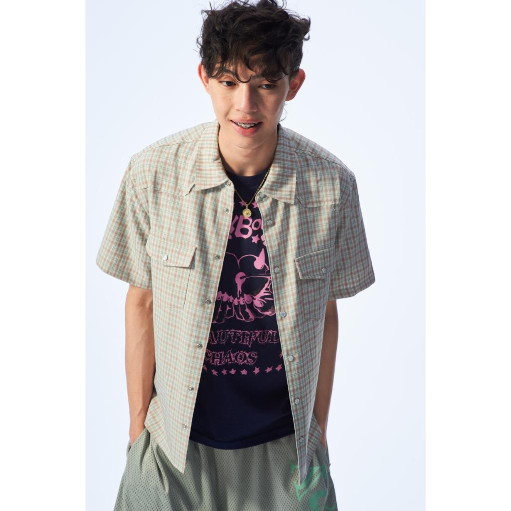 LUSIVE 西部牛仔短袖襯衫 Western Cowboy Plaid Shirts
