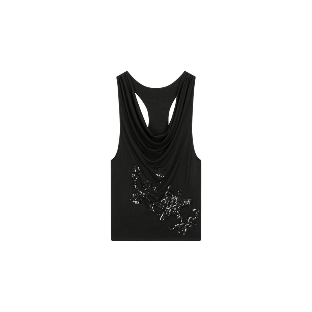 LUSIVE DRAPED SEQUIN‑STAR TANK