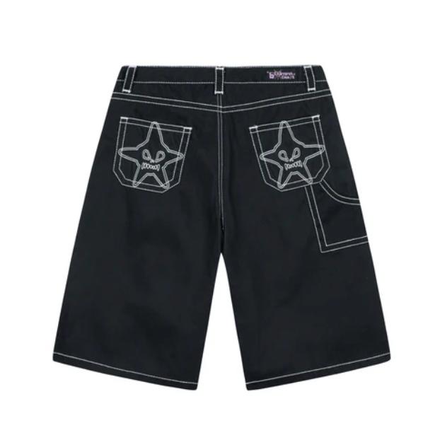 LUSIVE HEAVY STITCH STAR POCKET SHORTS BLACK