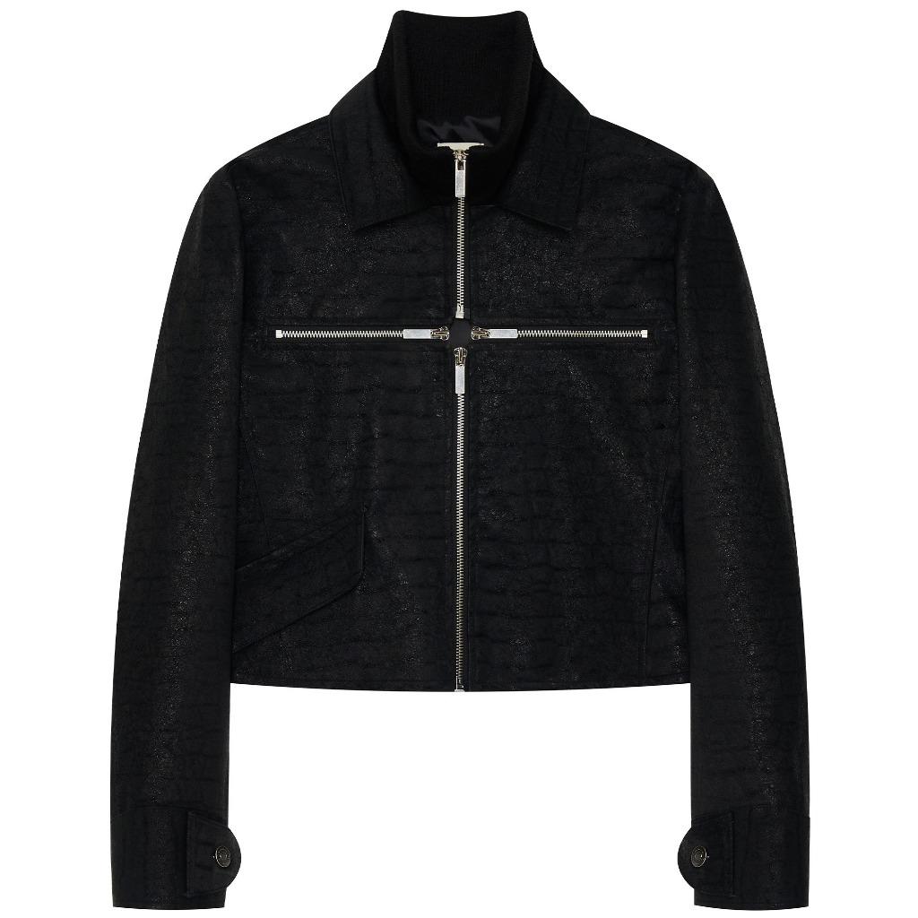 bonnae Cross zip leather jacket (Black)