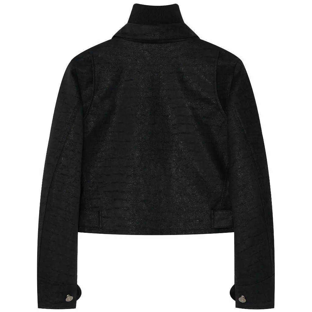 bonnae Cross zip leather jacket (Black)