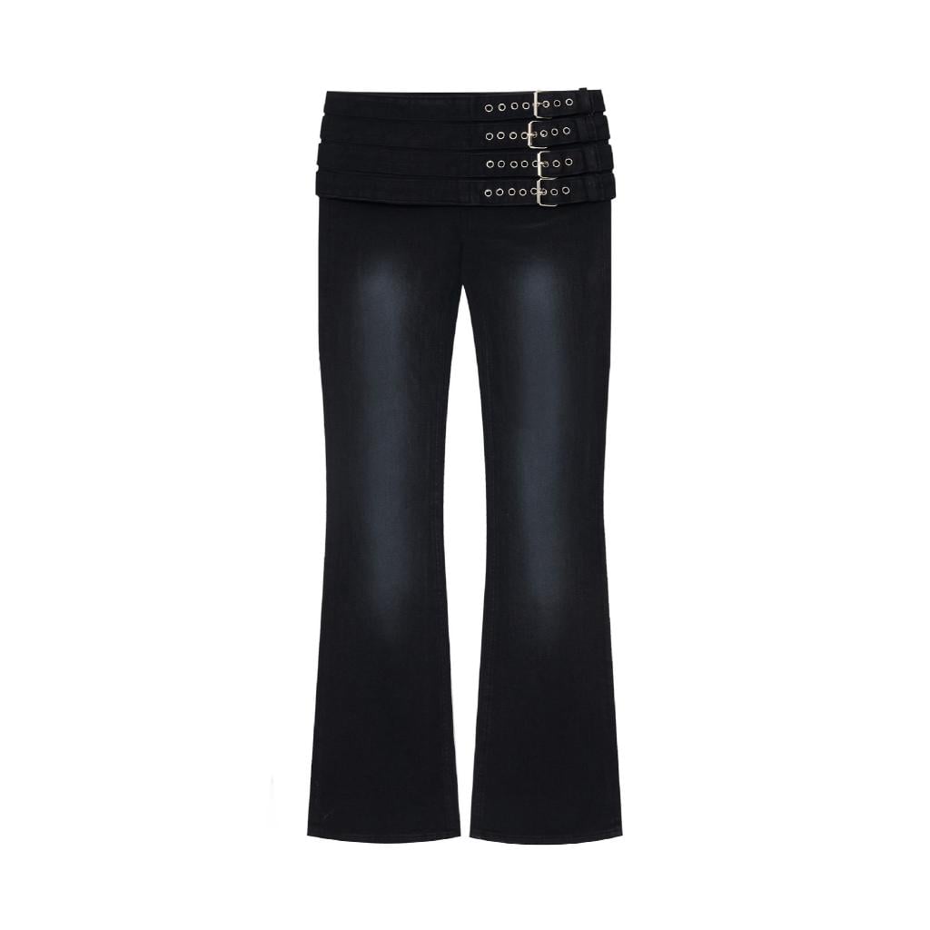 bonnae Belted straight pants (Black)
