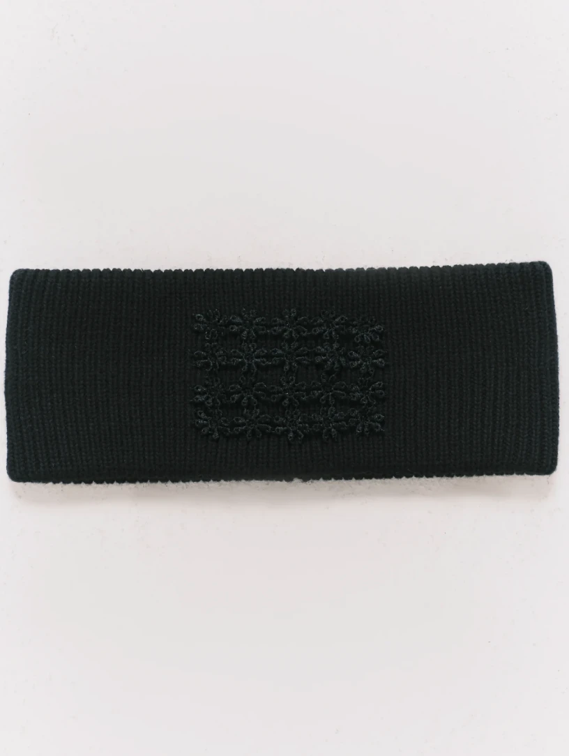 ANOWHEREMAN PATCHWORK KNIT HEADBAND BLACK (UNISEX)