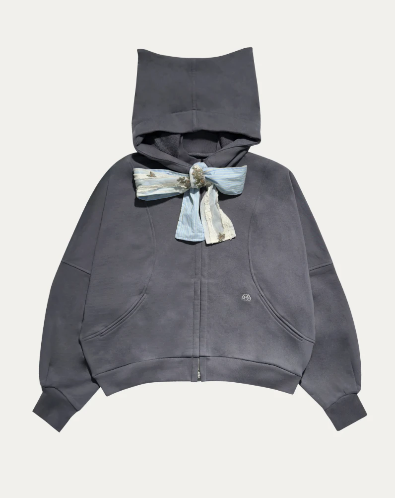 PCES 05 Cropped Cat Hoodie Jacket Grey
