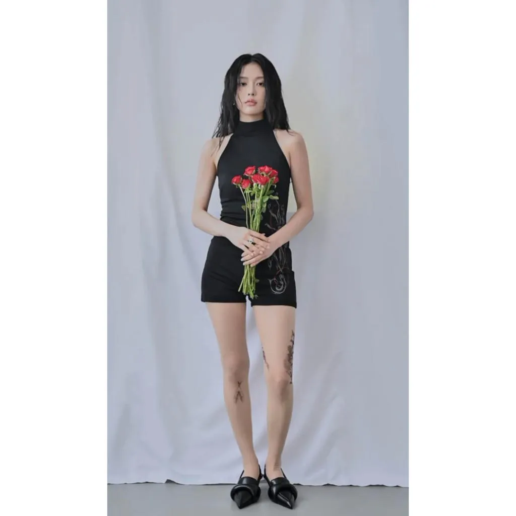 LUMI NOUS LAND Hand-Drawn Floral Jumpsuit