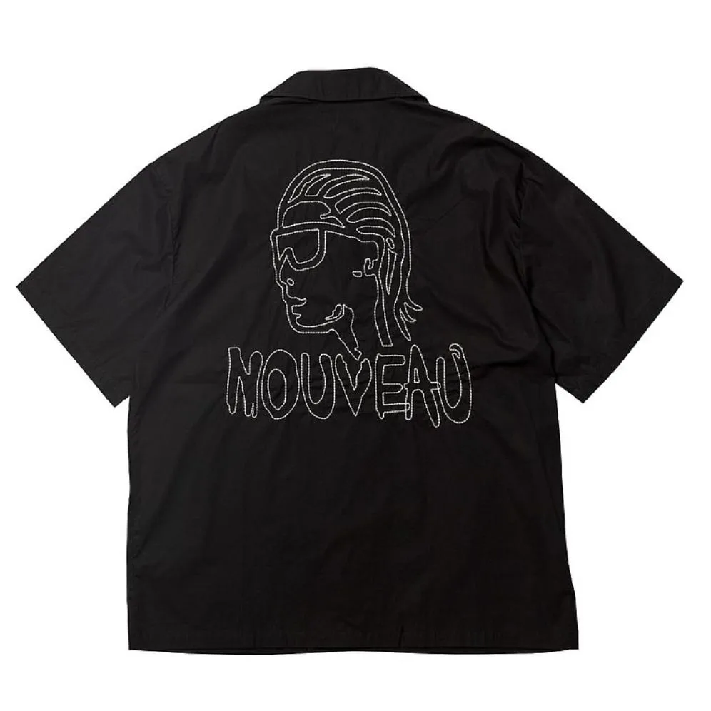 NOUVEAU SLICK-BACK 棉質繡花寬鬆古巴領襯衫