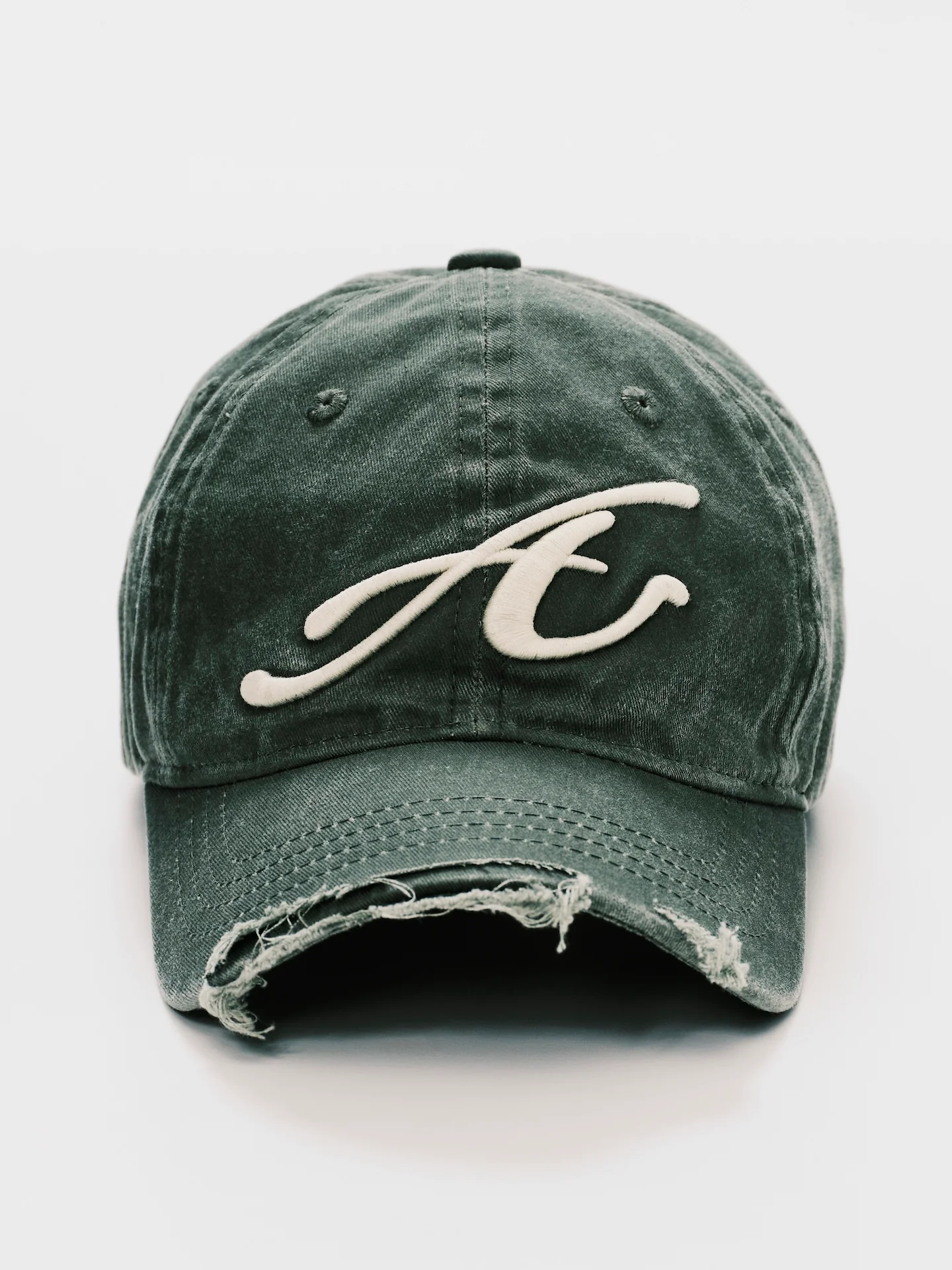 ANOWHEREMAN RAW EDGE BASEBALL CAP GREEN