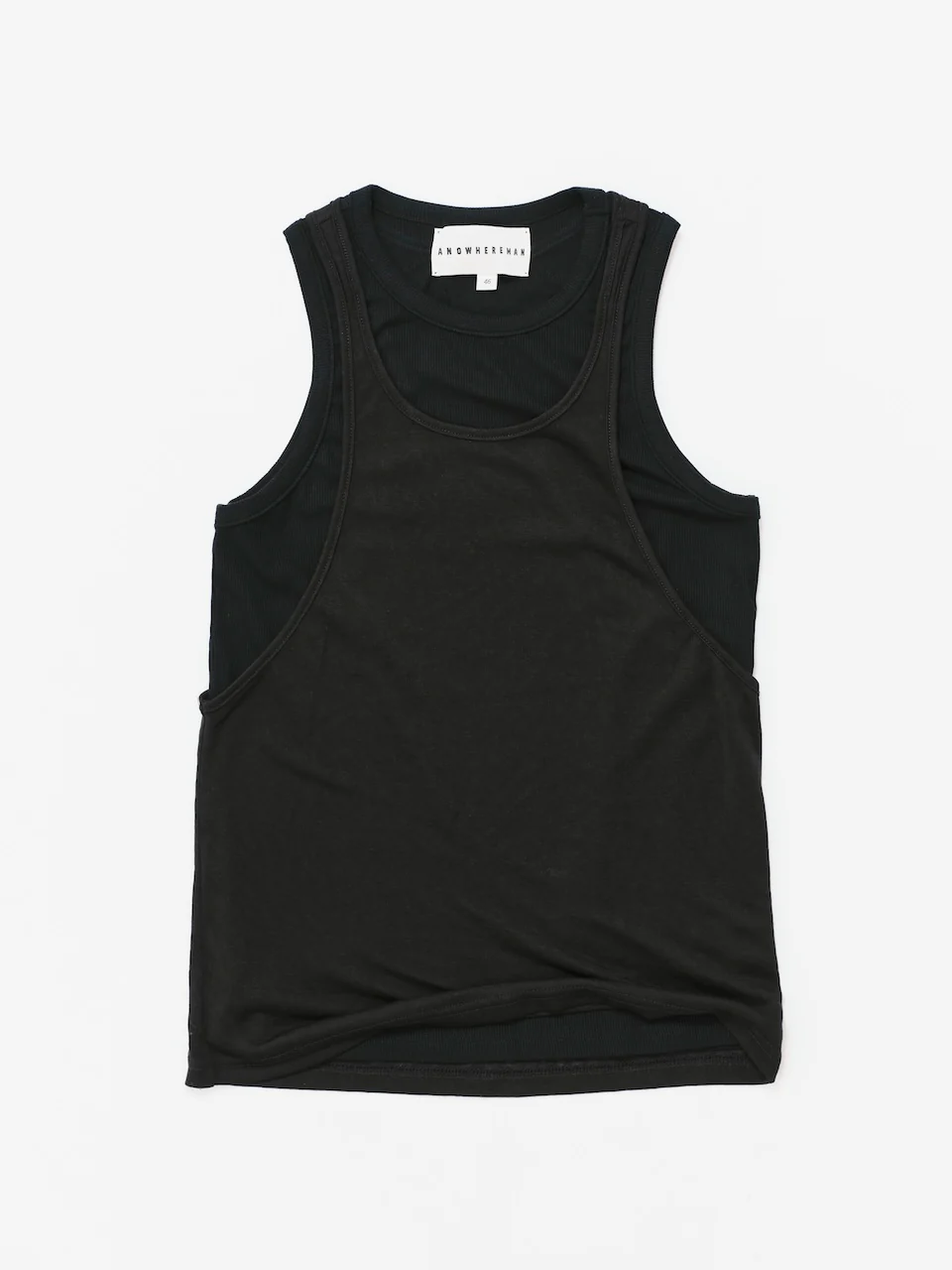 ANOWHEREMAN DOUBLE LAYERS TANK TOP BLACK