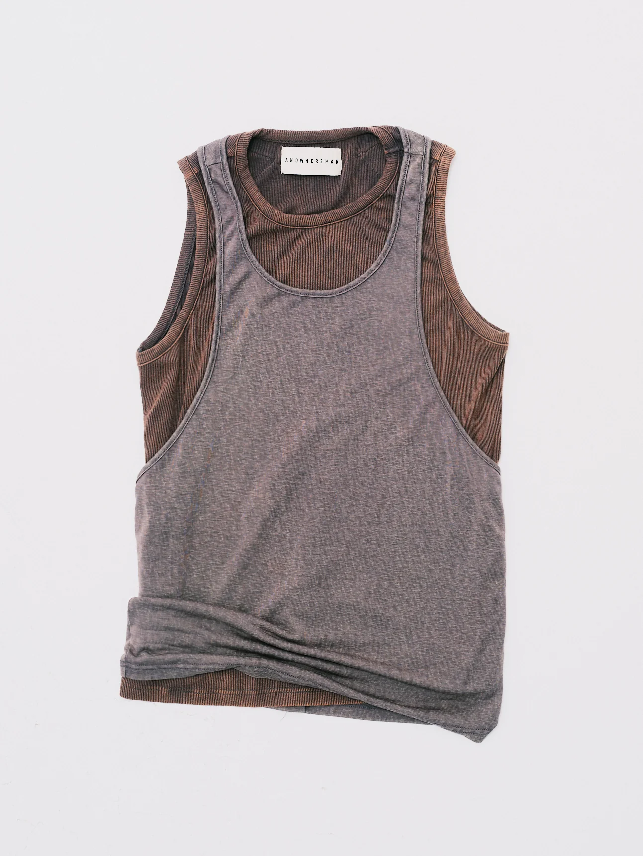 ANOWHEREMAN DOUBLE LAYERS TANK TOP GREY