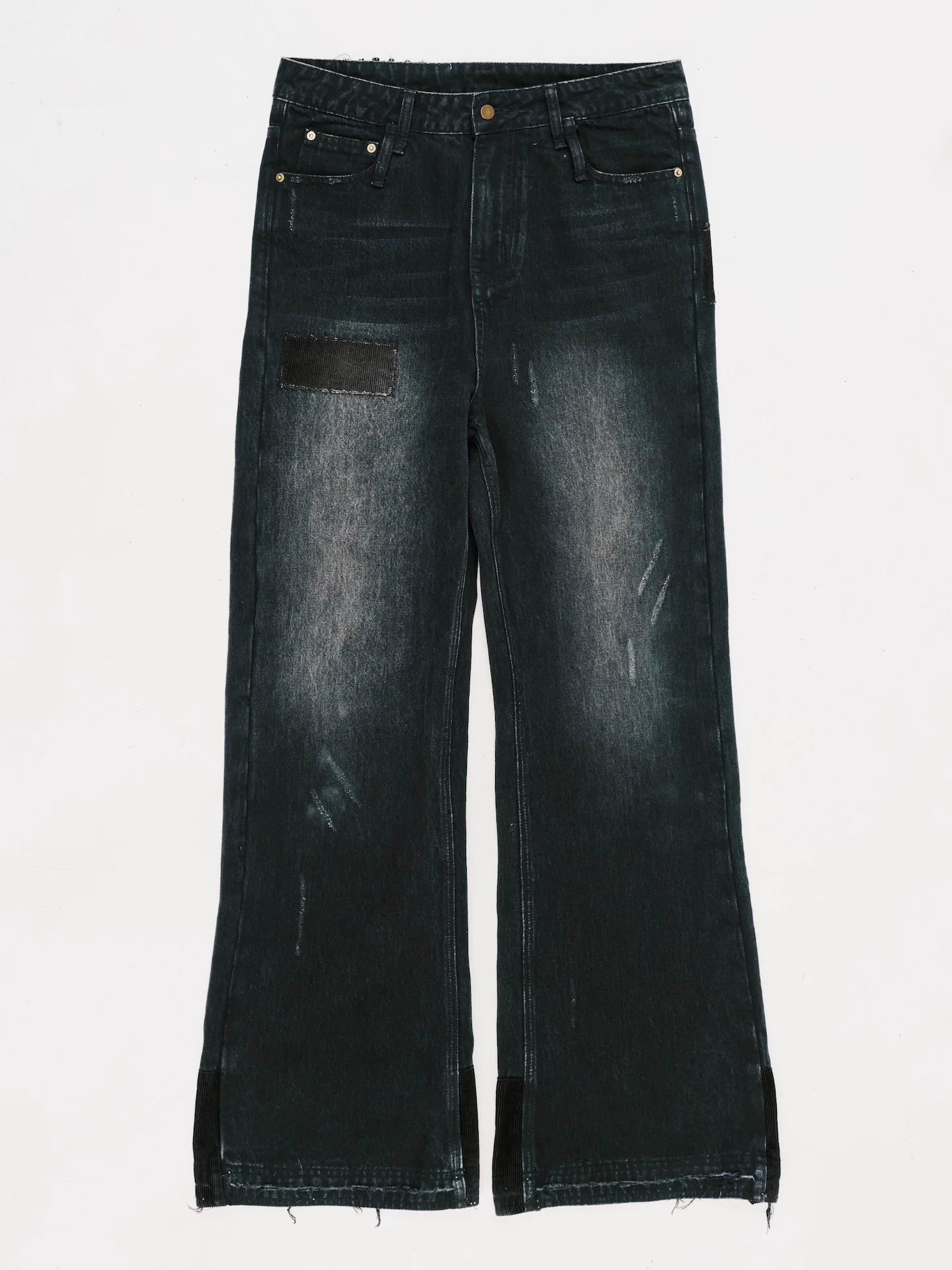 ANOWHEREMAN PATCHWORK DENIM JEANS BLACK