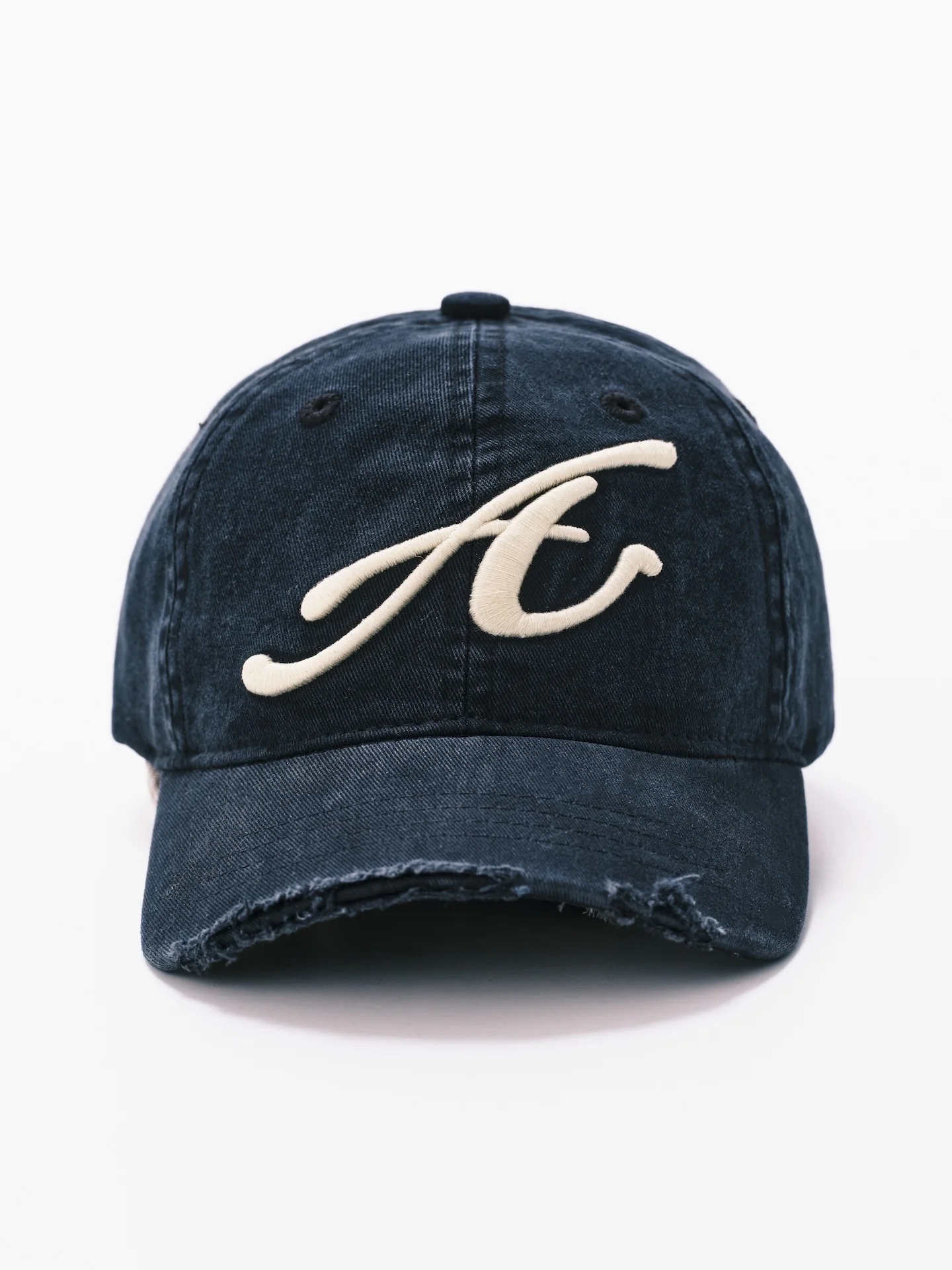 ANOWHEREMAN RAW EDGE BASEBALL CAP BLACK