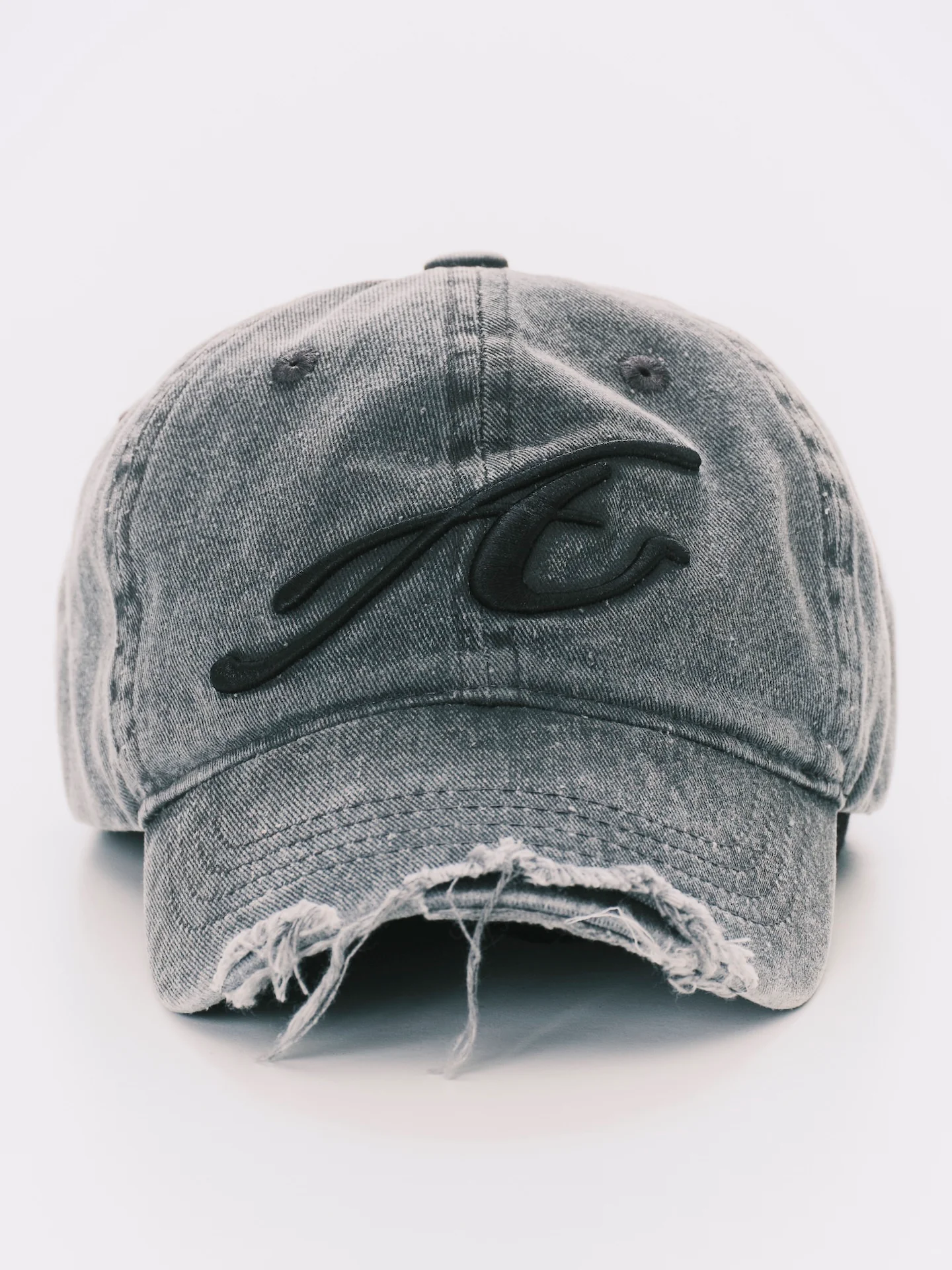 ANOWHEREMAN RAW EDGE BASEBALL CAP GREY