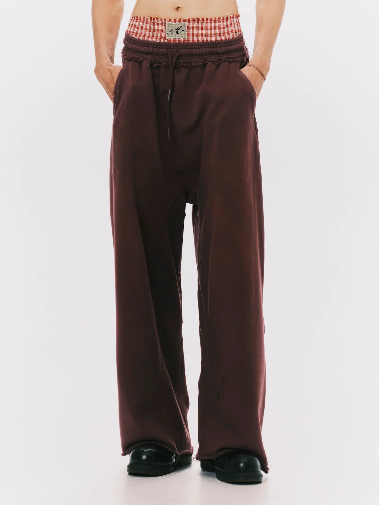ANOWHEREAN WASHED WIDE LEG SWEATPANTS BROWN