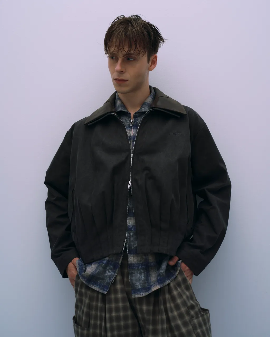 ASTER Leather Collar Balloon Sports Jacket
