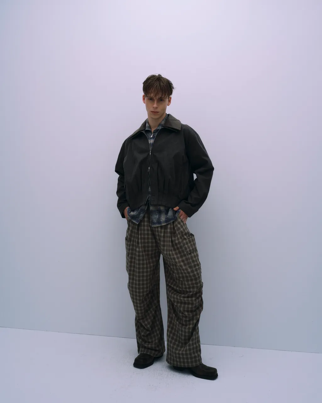 ASTER Leather Collar Balloon Sports Jacket