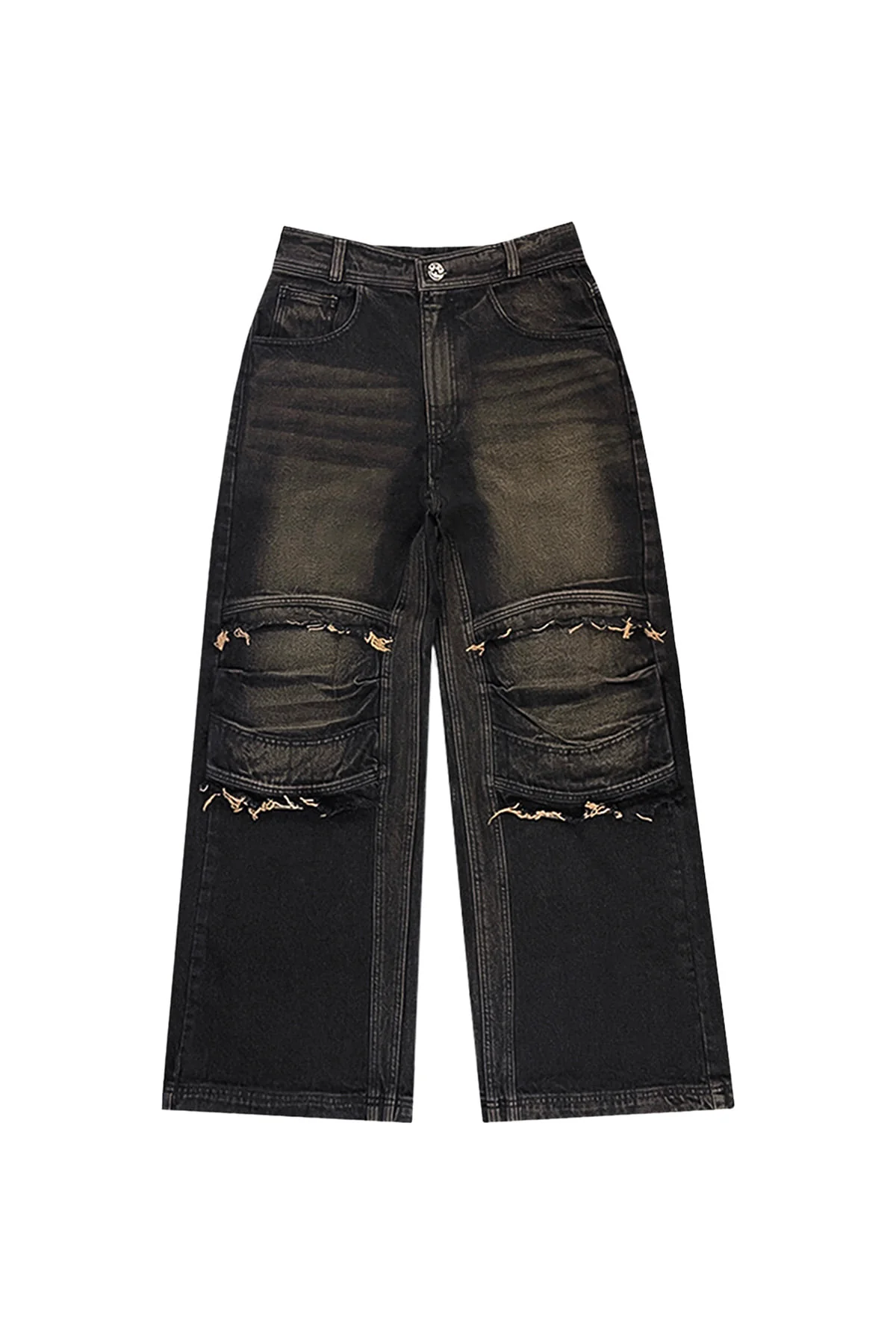 BLR BLUER KNEE POINT WASHED DENIM PANTS