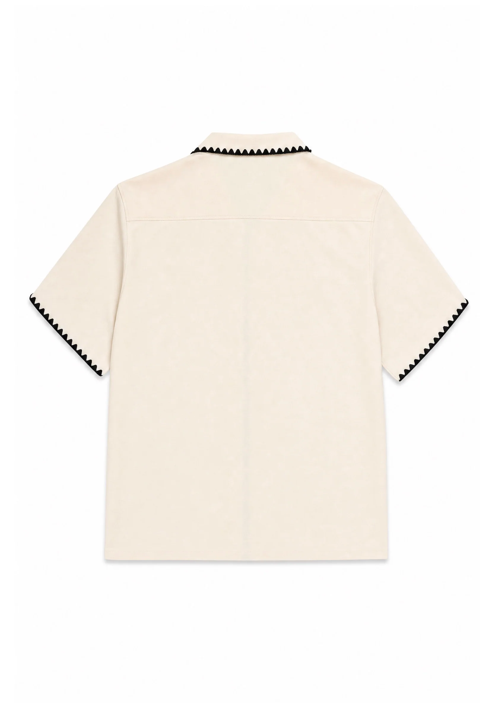 SHALOU White Blanket Stitch Camp Shirt