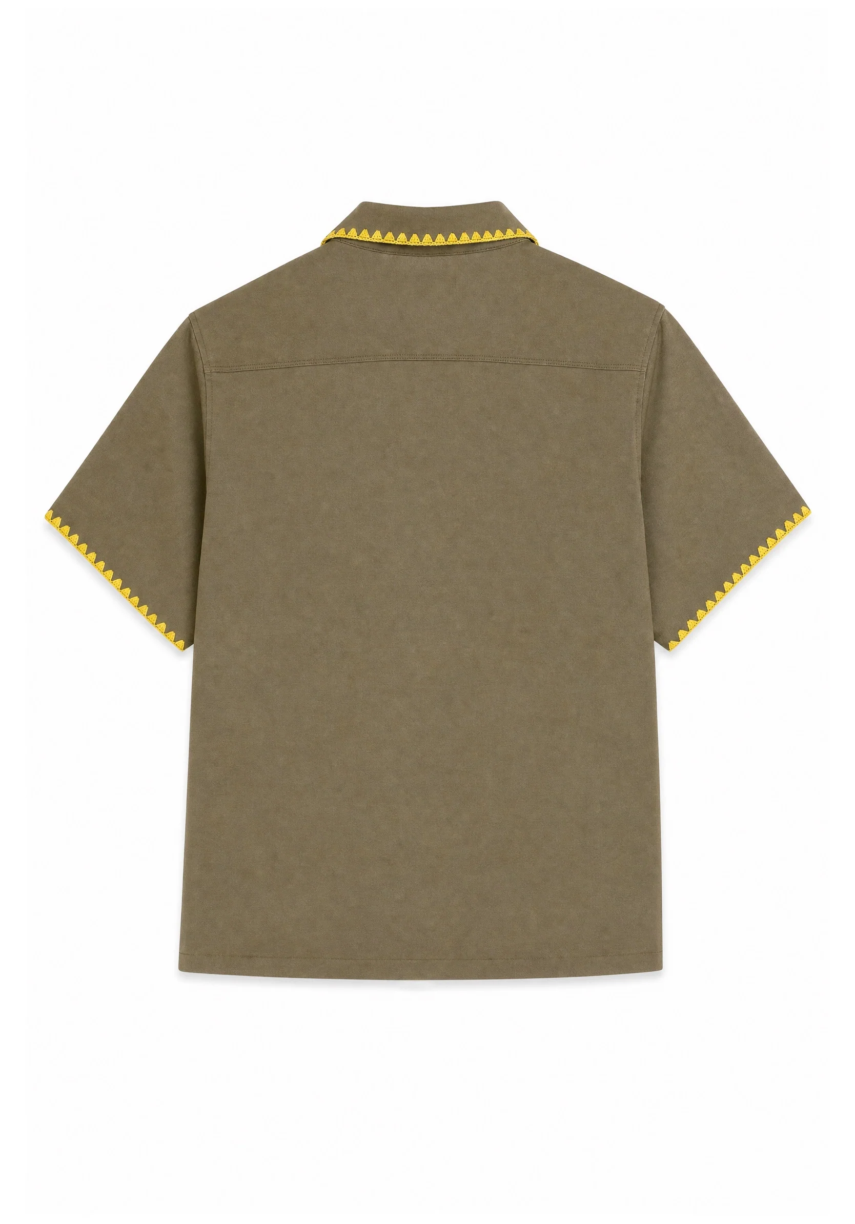 SHALOU Green Blanket Stitch Camp Shirt
